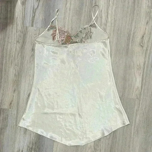 Vintage Val Mode Lingerie Ivory Satin Floral Sleeveless Slip Chemise Size L - Picture 7 of 7
